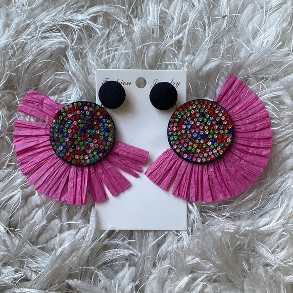 Pink and Multi-Color Stone Earrings - Picture 1 of 5
